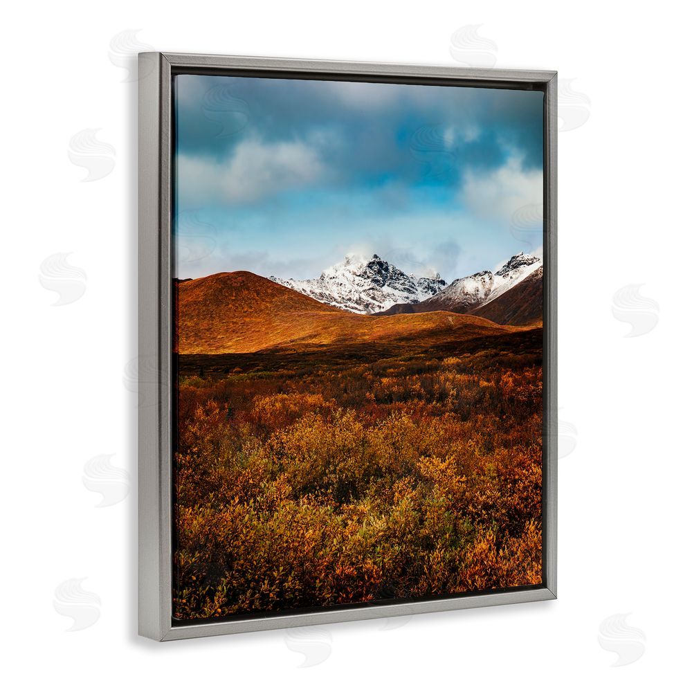 Daniel Sproul Icy Mountain Landscape Grey Floating Frame Canvas Wall Art Print