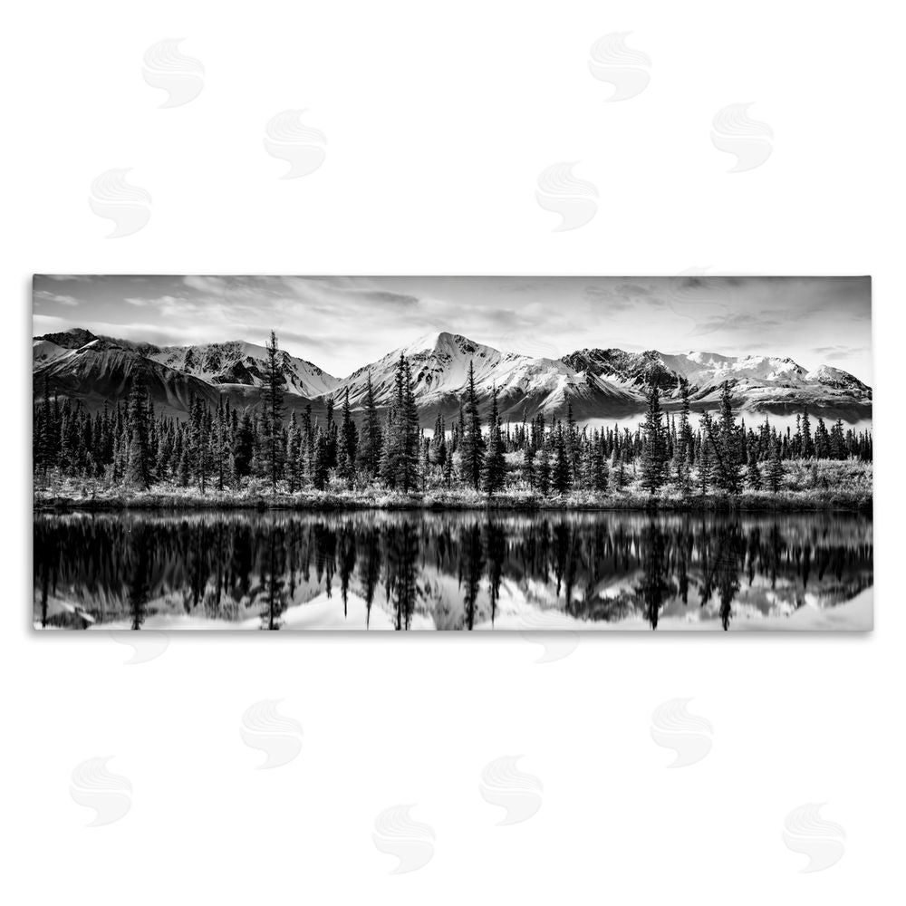 Daniel Sproul Monochrome Lake Reflection Stretched Canvas Wall Art Print