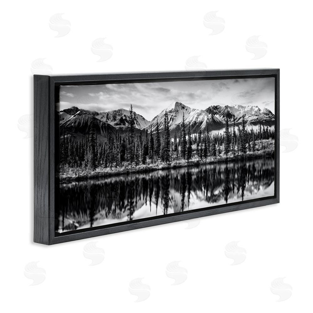 Daniel Sproul Monochrome Lake Reflection Black Floating Frame Canvas Wall Art Print