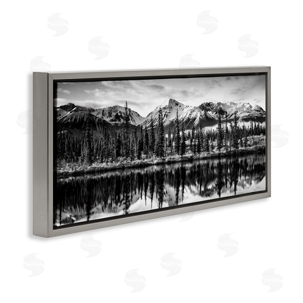 Daniel Sproul Monochrome Lake Reflection Grey Floating Frame Canvas Wall Art Print