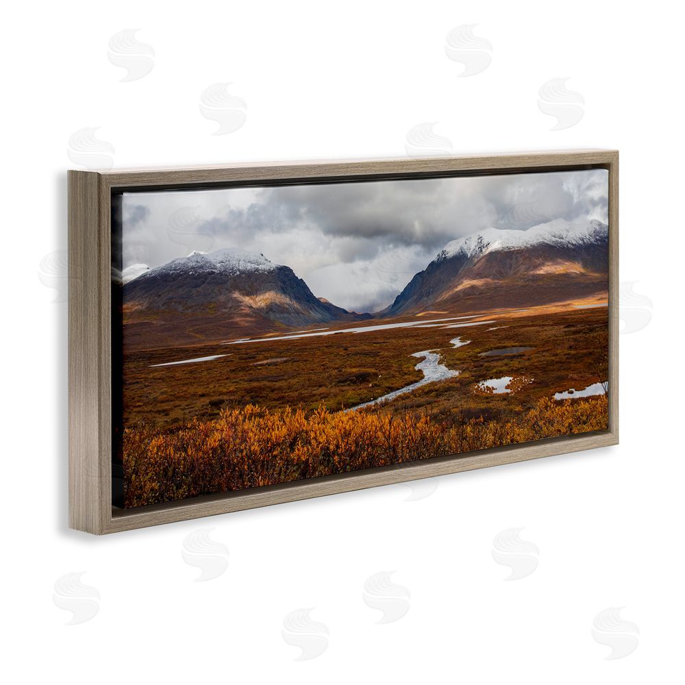 Daniel Sproul Distant Snowy Peaks Brown Floating Frame Canvas Wall Art Print