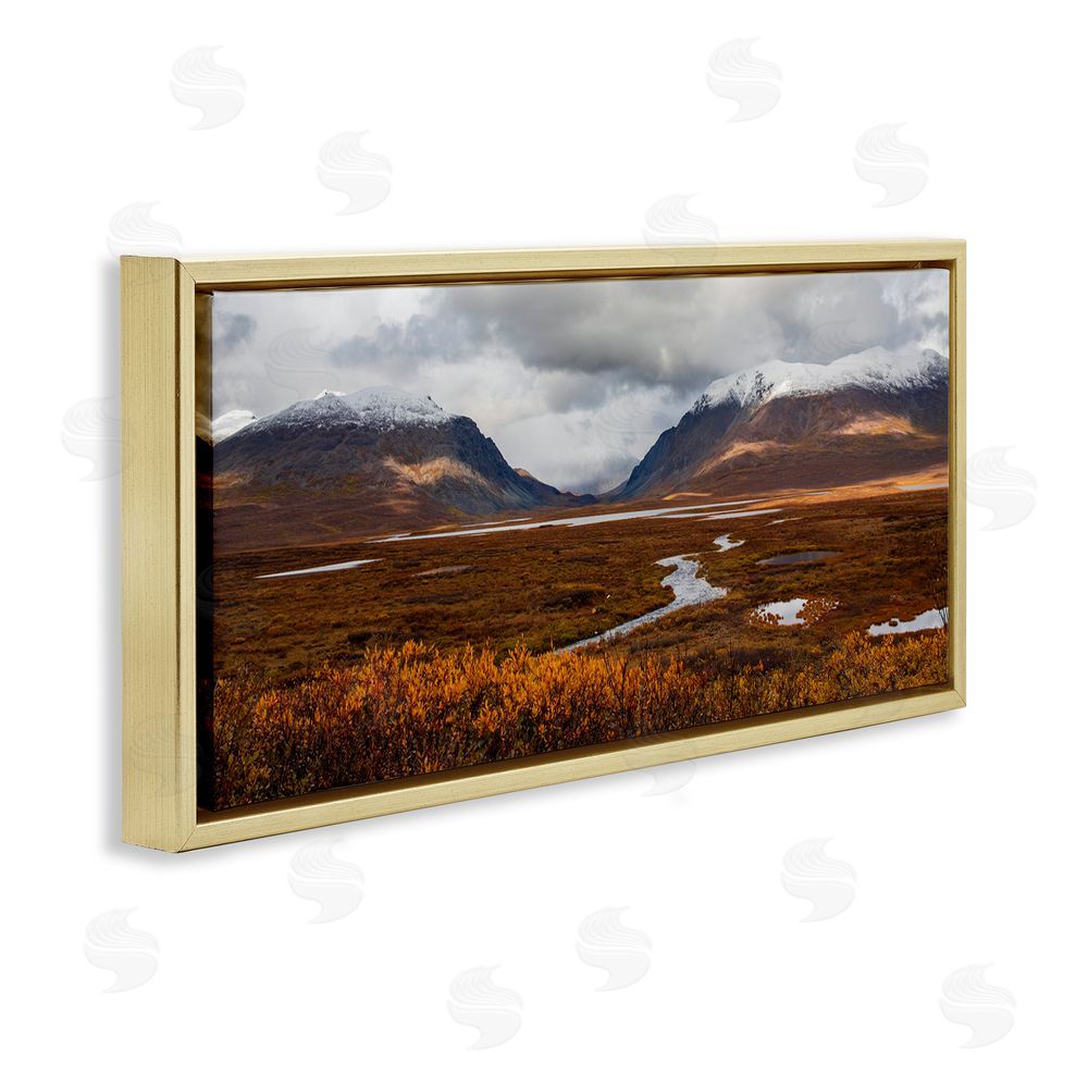 Daniel Sproul Distant Snowy Peaks Gold Floating Frame Canvas Wall Art Print