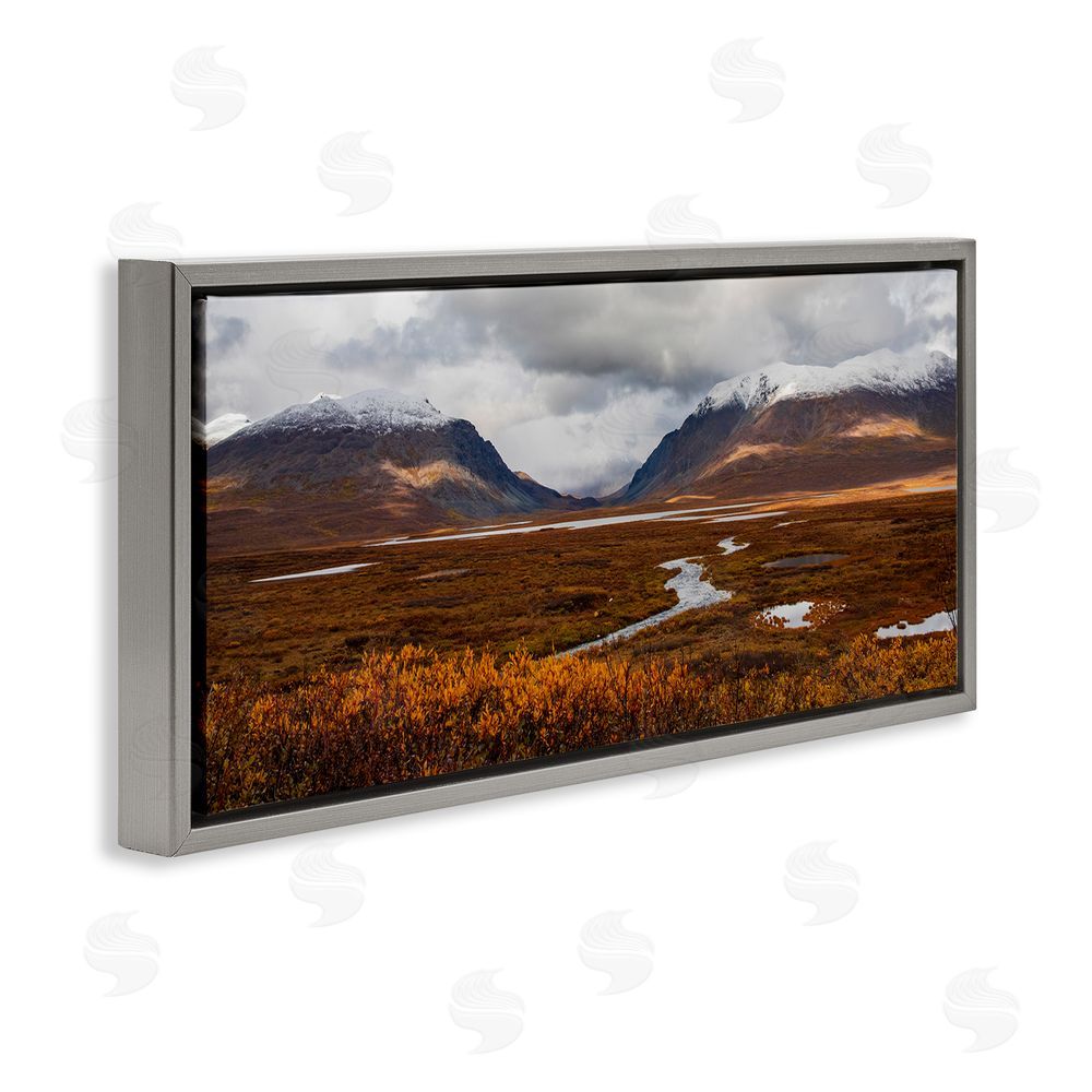 Daniel Sproul Distant Snowy Peaks Grey Floating Frame Canvas Wall Art Print