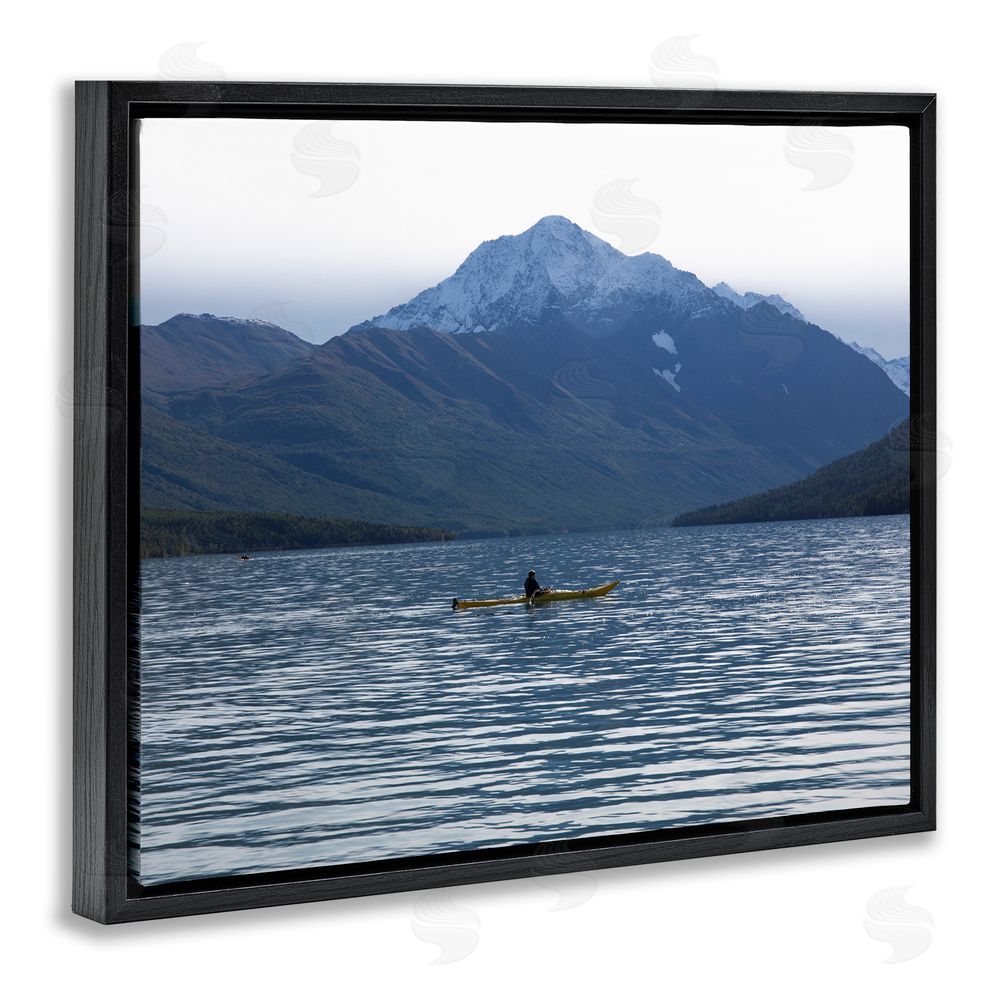 Daniel Sproul Canoe & Mountain Lake Black Floating Frame Canvas Wall Art Print