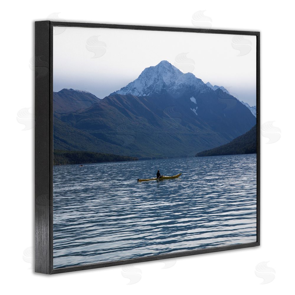 Daniel Sproul Canoe & Mountain Lake Black Framed Giclee Wall Art Print