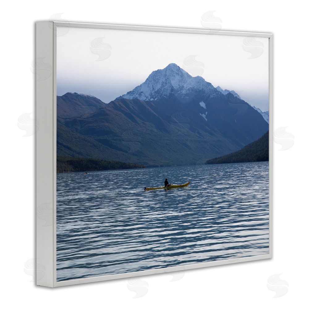 Daniel Sproul Canoe & Mountain Lake White Framed Giclee Wall Art Print