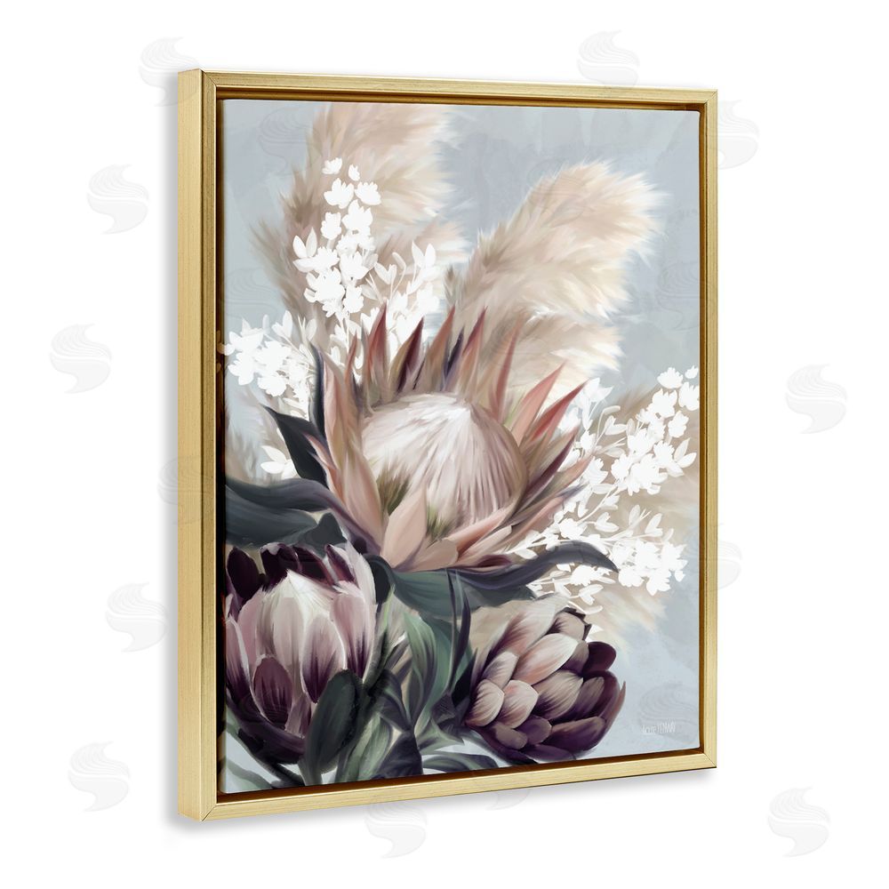 House Fenway Close Up Country Plants Gold Floating Frame Canvas Wall Art Print