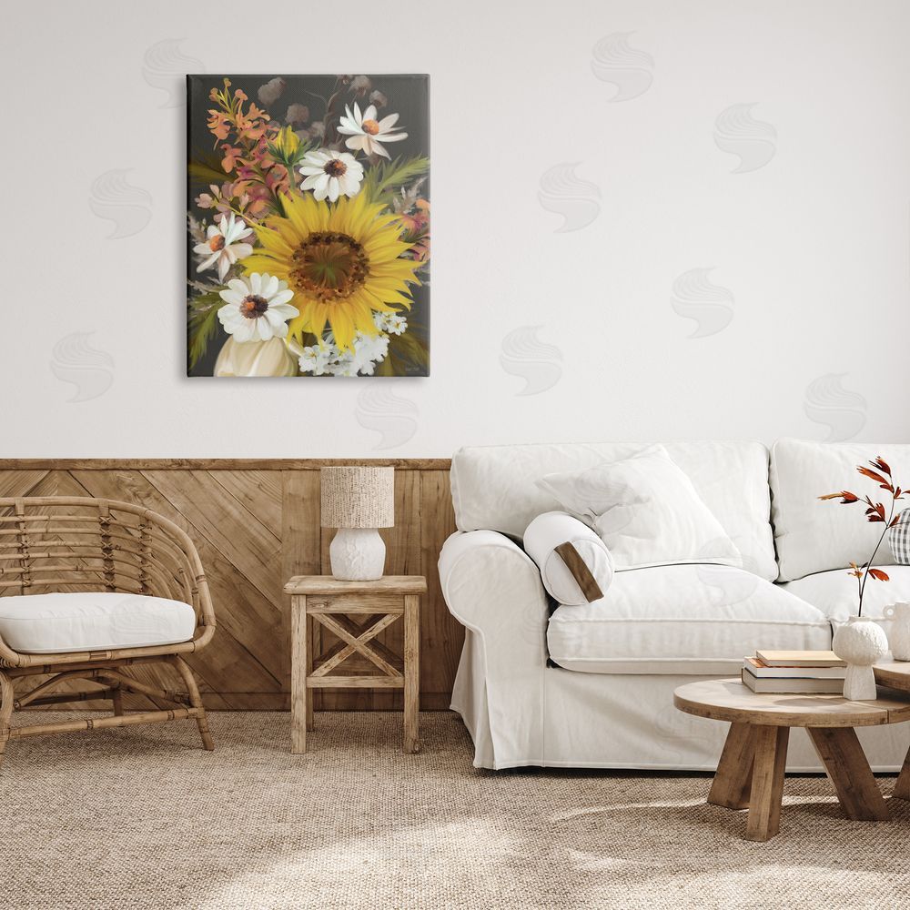 House Fenway Vintage Rural Florals Canvas Wall Art Print in Room