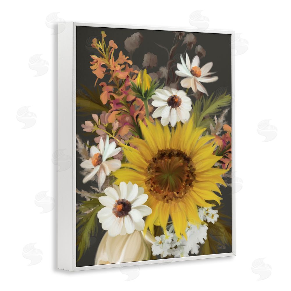 House Fenway Vintage Rural Florals White Framed Giclee Wall Art Print