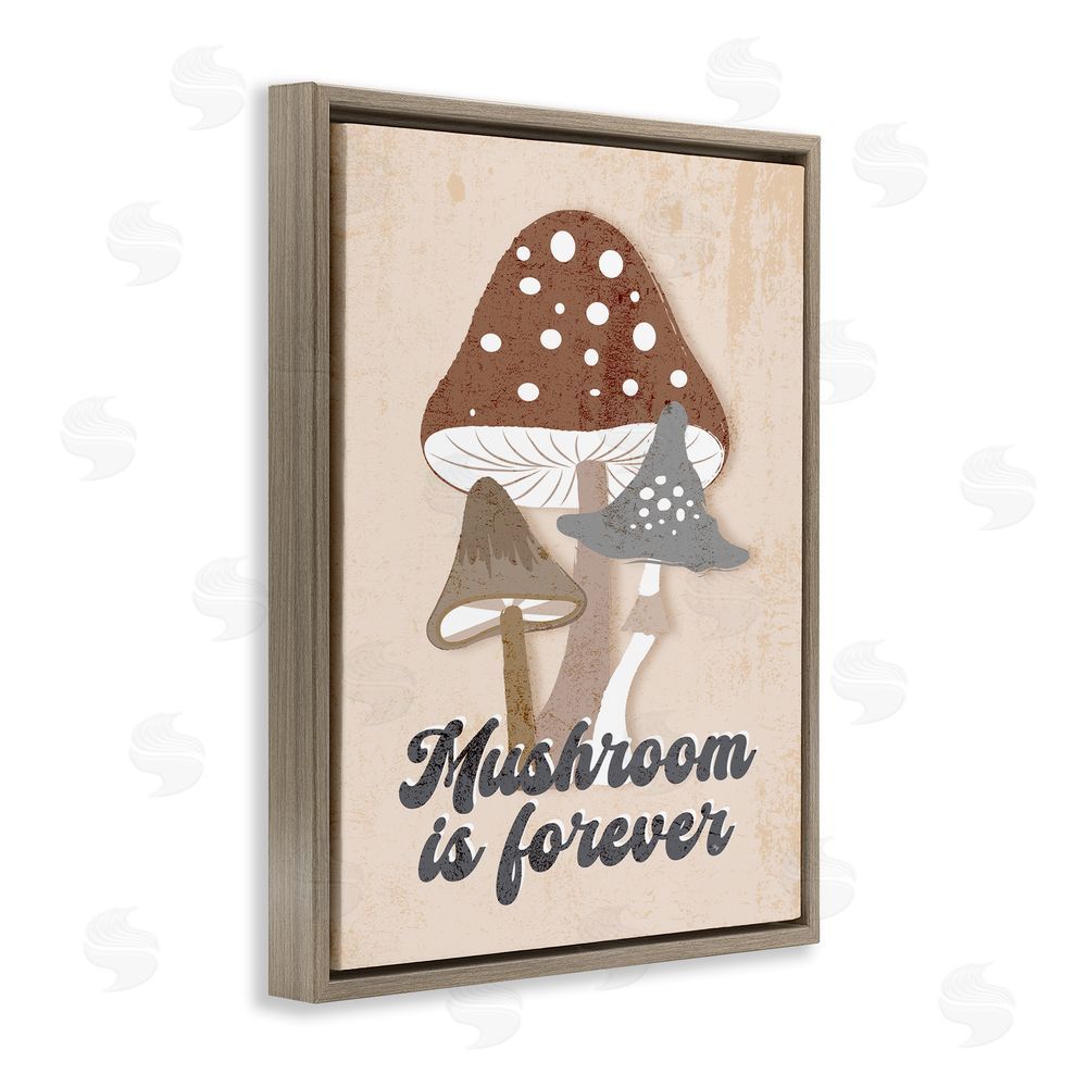 Martina Pavlova Retro Mushroom is Forever Brown Floating Frame Canvas Wall Art Print