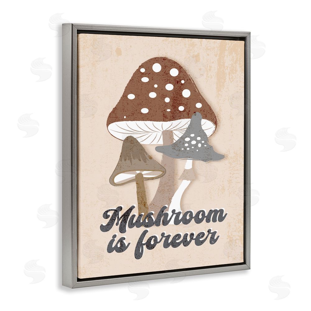 Martina Pavlova Retro Mushroom is Forever Grey Floating Frame Canvas Wall Art Print