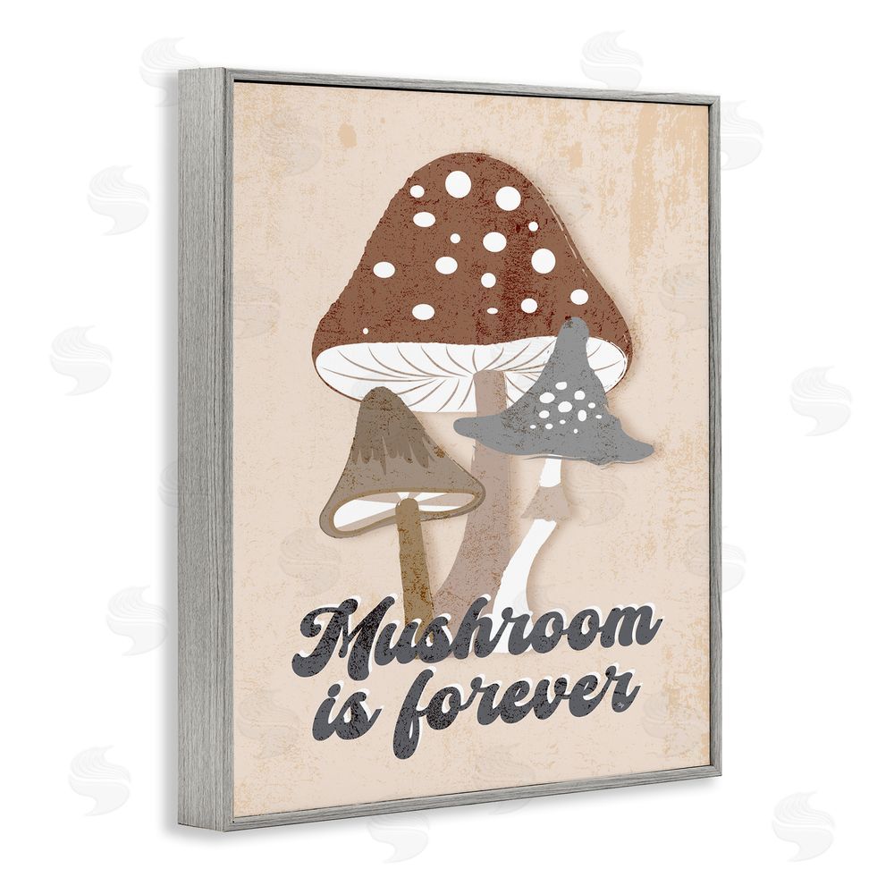 Martina Pavlova Retro Mushroom is Forever Gray Framed Giclee Wall Art Print