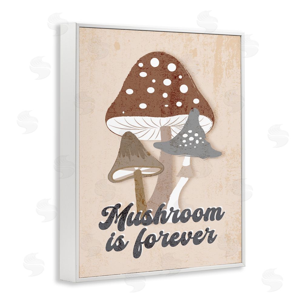 Martina Pavlova Retro Mushroom is Forever White Framed Giclee Wall Art Print