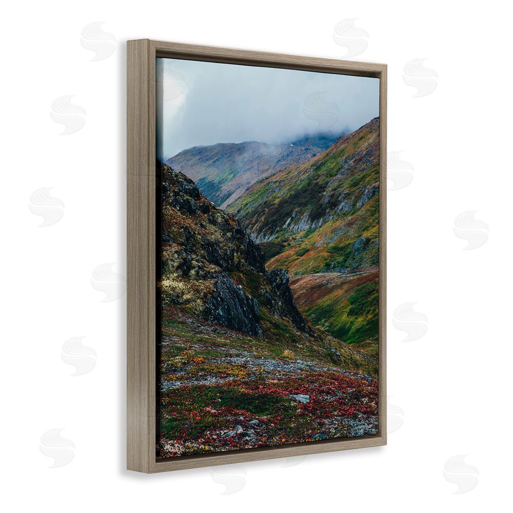 Daniel Sproul Mountain Peaks Scenery Brown Floating Frame Canvas Wall Art Print