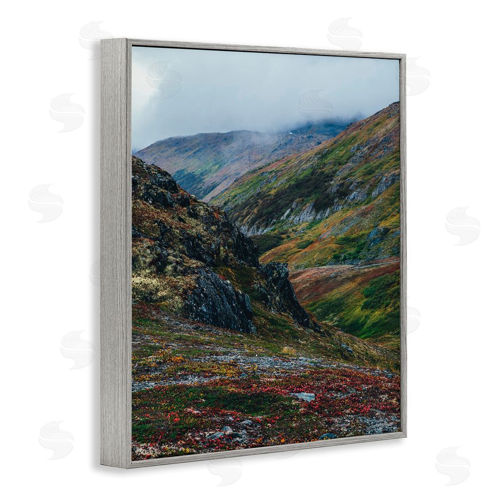 Daniel Sproul Mountain Peaks Scenery Gray Framed Giclee Wall Art Print