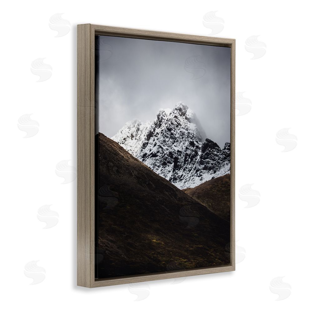 Daniel Sproul Icy Mountain Valley Brown Floating Frame Canvas Wall Art Print