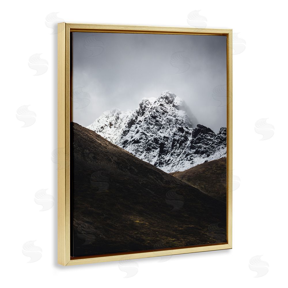 Daniel Sproul Icy Mountain Valley Gold Floating Frame Canvas Wall Art Print