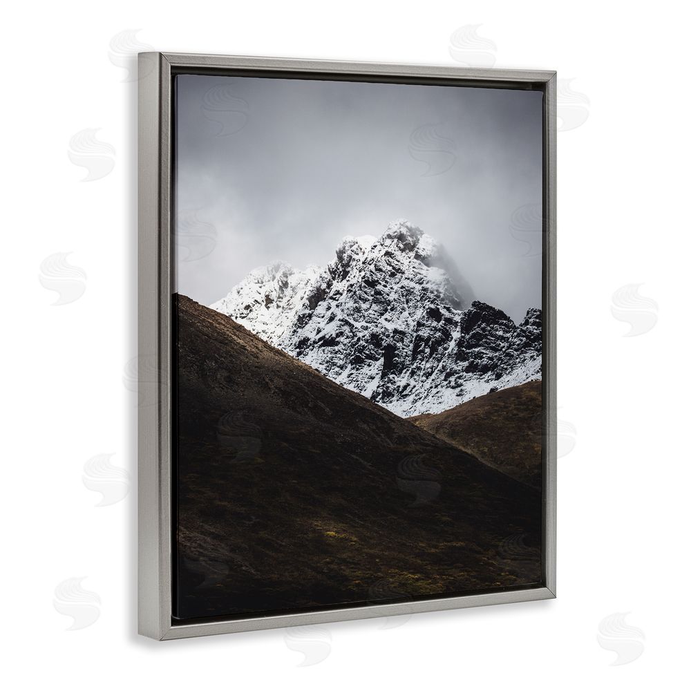 Daniel Sproul Icy Mountain Valley Grey Floating Frame Canvas Wall Art Print