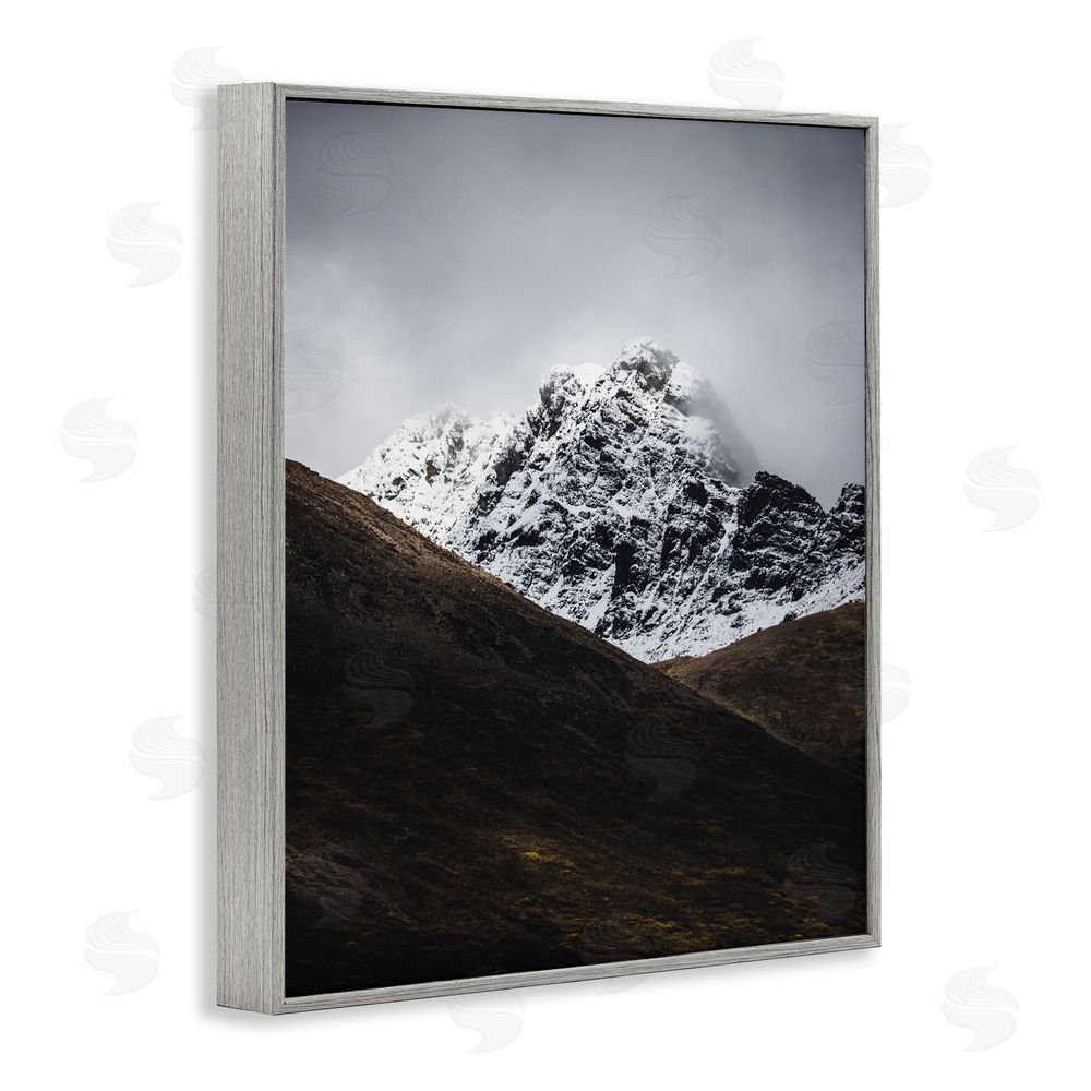 Daniel Sproul Icy Mountain Valley Gray Framed Giclee Wall Art Print