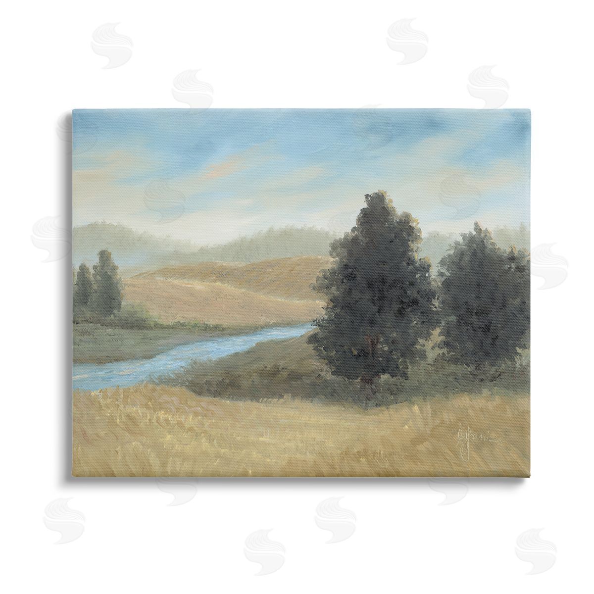 Georgia Janisse Rural Creek Landscape Stretched Canvas Wall Art Print