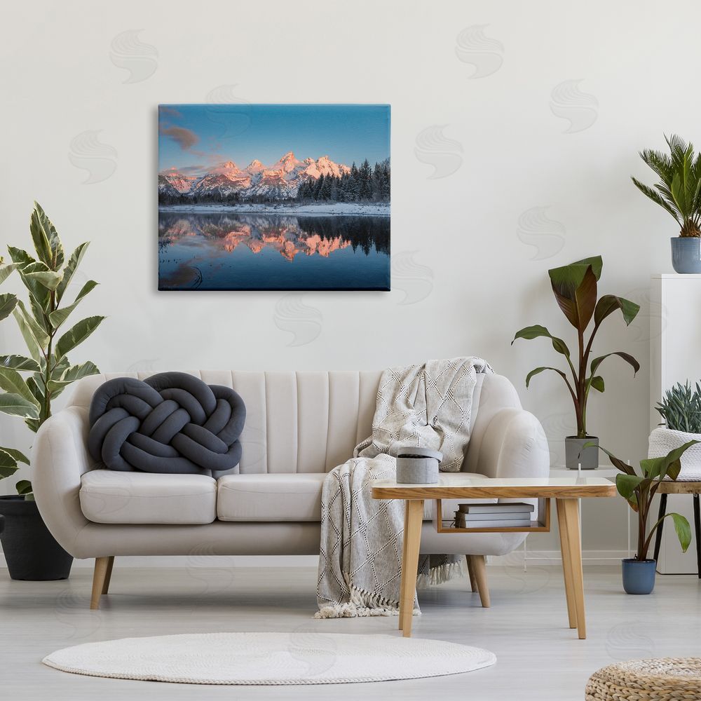 Jared Kreiss Winter Mountains Reflection Canvas Wall Art Print in Room
