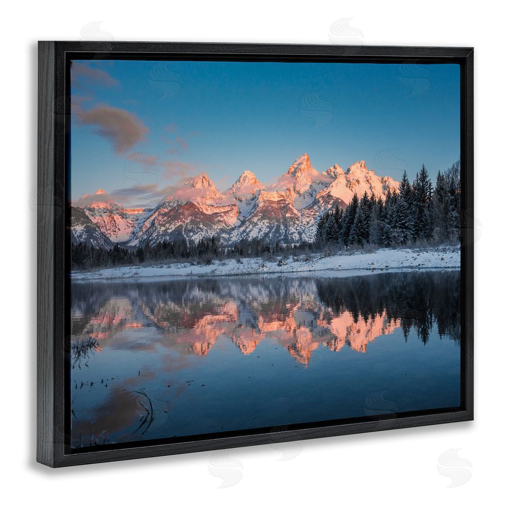 Jared Kreiss Winter Mountains Reflection Black Floating Frame Canvas Wall Art Print