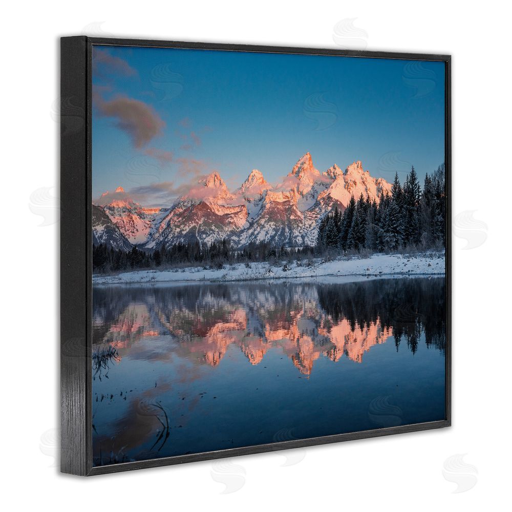 Jared Kreiss Winter Mountains Reflection Black Framed Giclee Wall Art Print