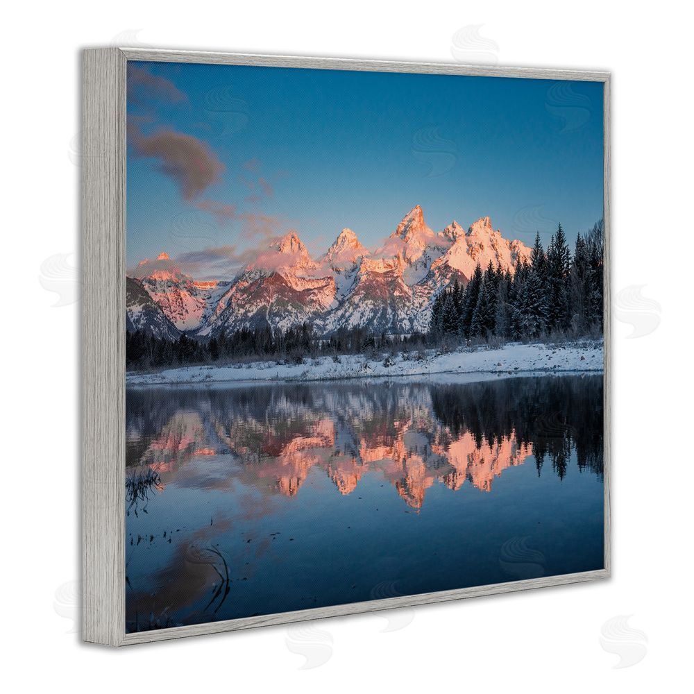 Jared Kreiss Winter Mountains Reflection Gray Framed Giclee Wall Art Print
