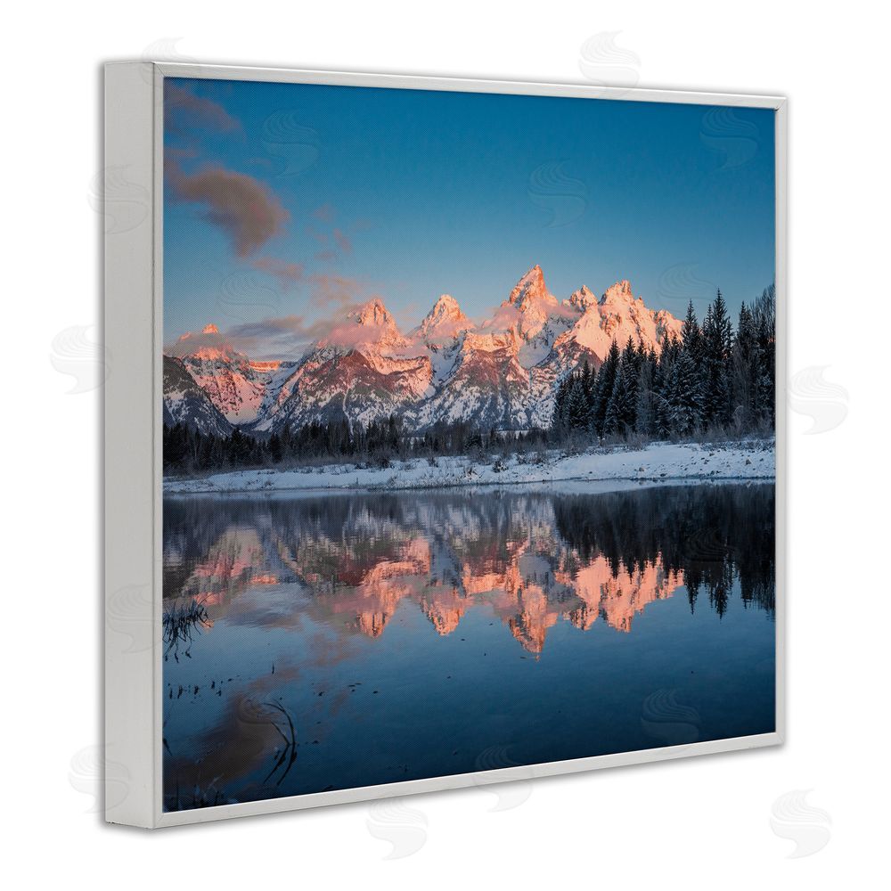 Jared Kreiss Winter Mountains Reflection White Framed Giclee Wall Art Print