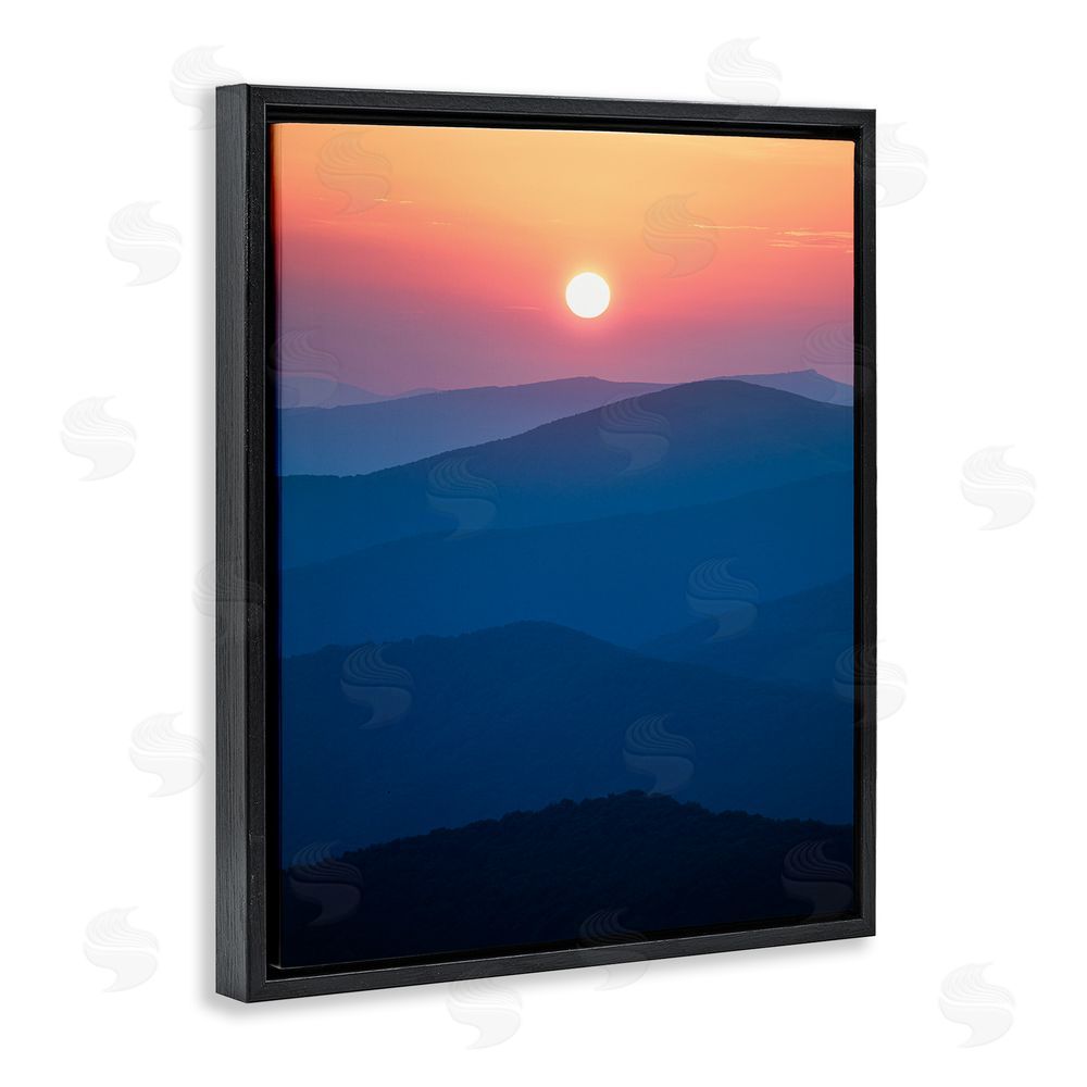 Jared Kreiss Sunset Over Mountains Black Floating Frame Canvas Wall Art Print