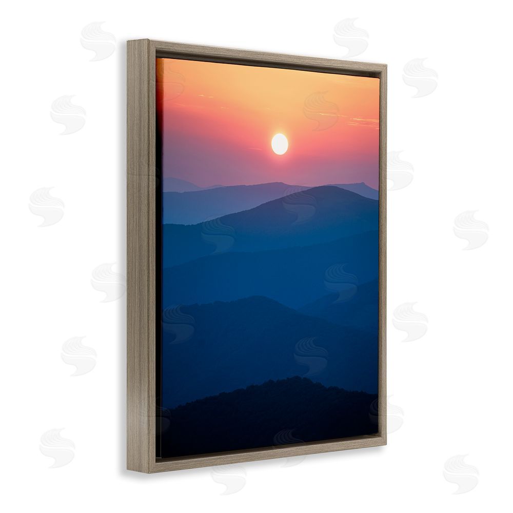 Jared Kreiss Sunset Over Mountains Brown Floating Frame Canvas Wall Art Print