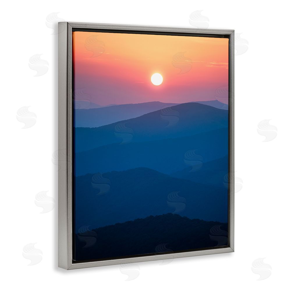 Jared Kreiss Sunset Over Mountains Grey Floating Frame Canvas Wall Art Print