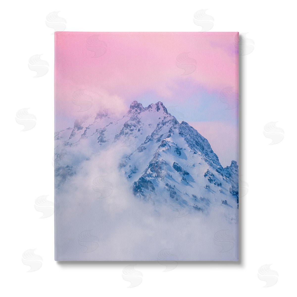Jared Kreiss Foggy Mountain Pink Sky Stretched Canvas Wall Art Print