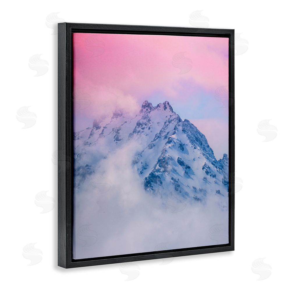 Jared Kreiss Foggy Mountain Pink Sky Black Floating Frame Canvas Wall Art Print