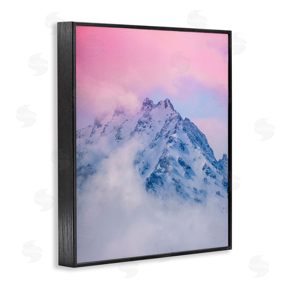 Jared Kreiss Foggy Mountain Pink Sky Black Framed Giclee Wall Art Print