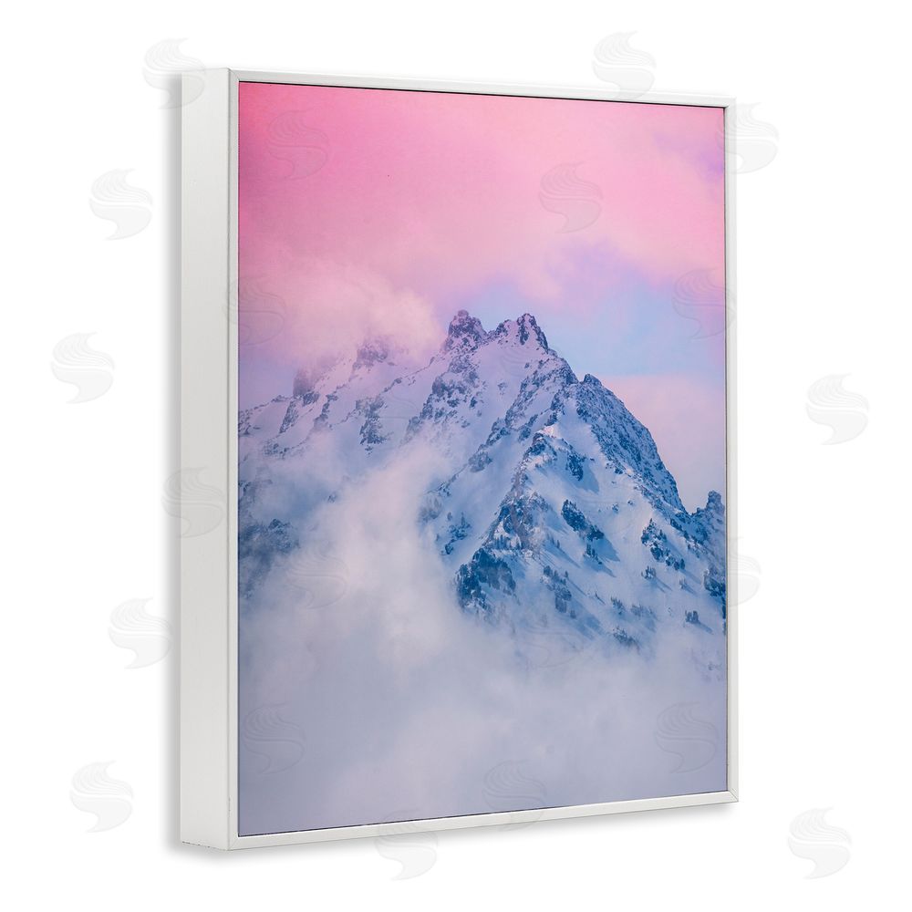 Jared Kreiss Foggy Mountain Pink Sky White Framed Giclee Wall Art Print
