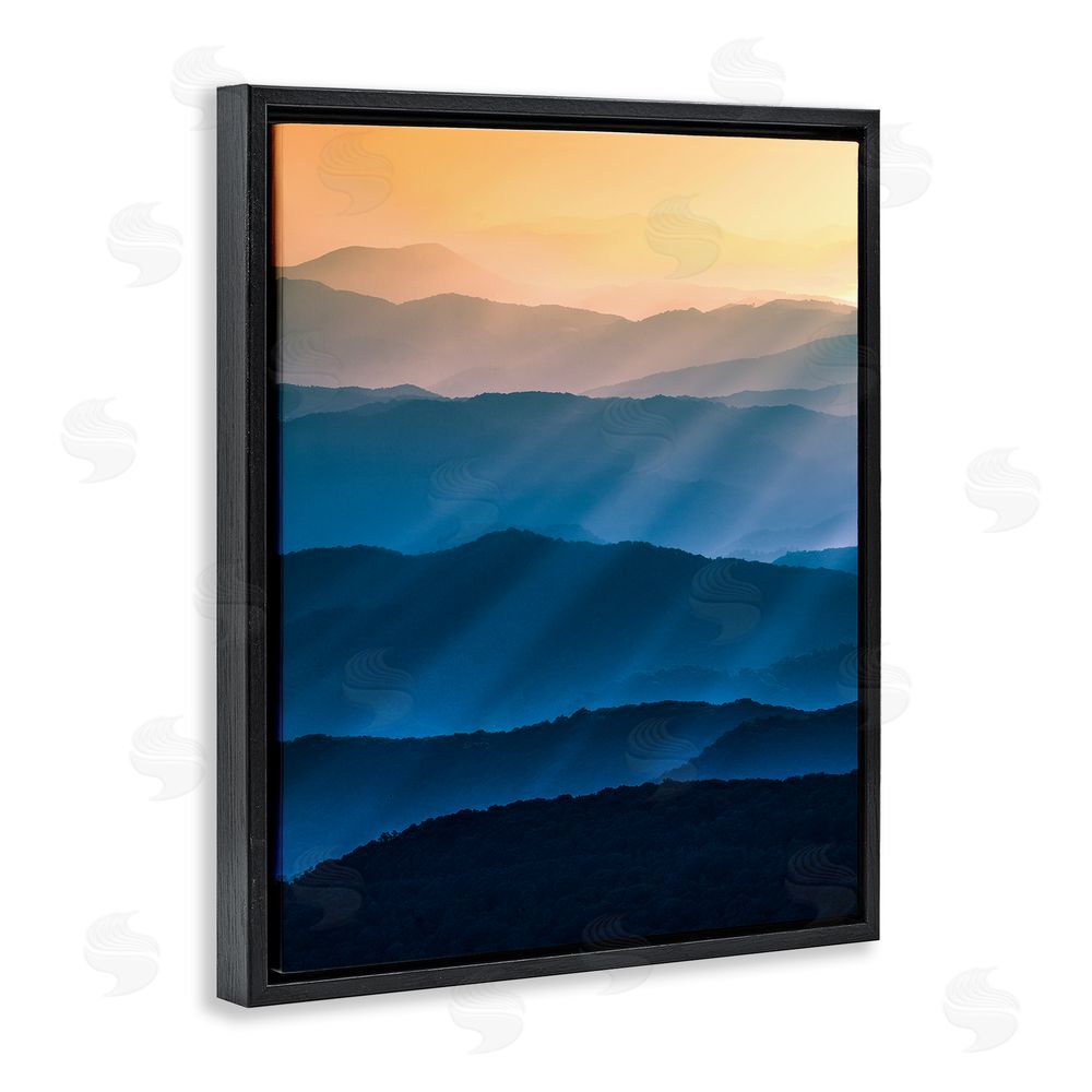 Jared Kreiss Blue & Yellow Mountains Black Floating Frame Canvas Wall Art Print