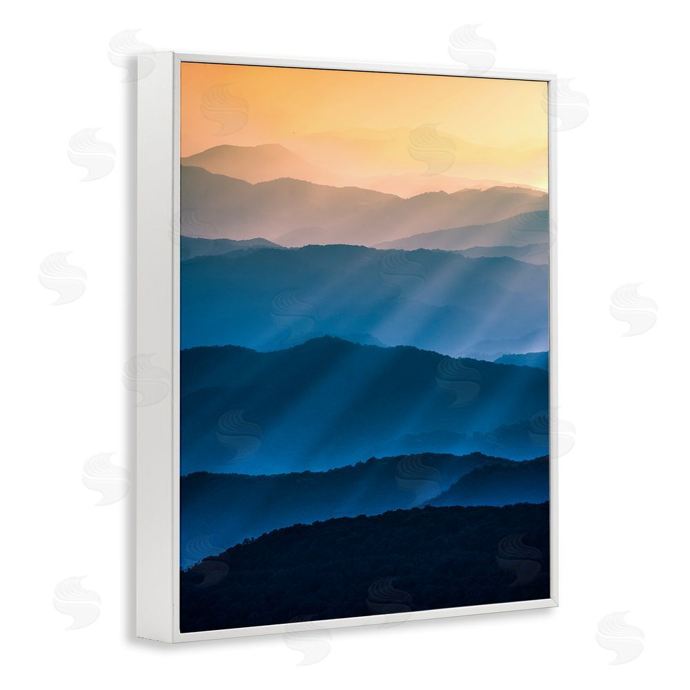 Jared Kreiss Blue & Yellow Mountains White Framed Giclee Wall Art Print