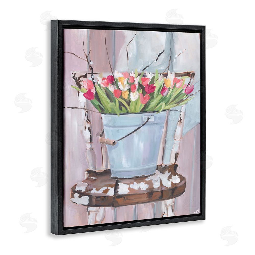 Jenny Westenhofer Tulip Bouquet Still Life Black Floating Frame Canvas Wall Art Print