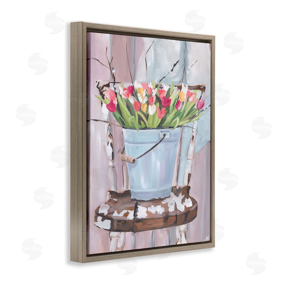 Jenny Westenhofer Tulip Bouquet Still Life Brown Floating Frame Canvas Wall Art Print