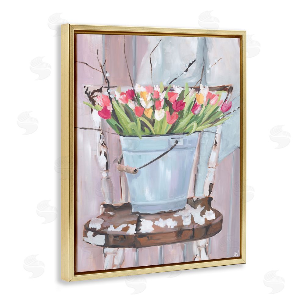 Jenny Westenhofer Tulip Bouquet Still Life Gold Floating Frame Canvas Wall Art Print