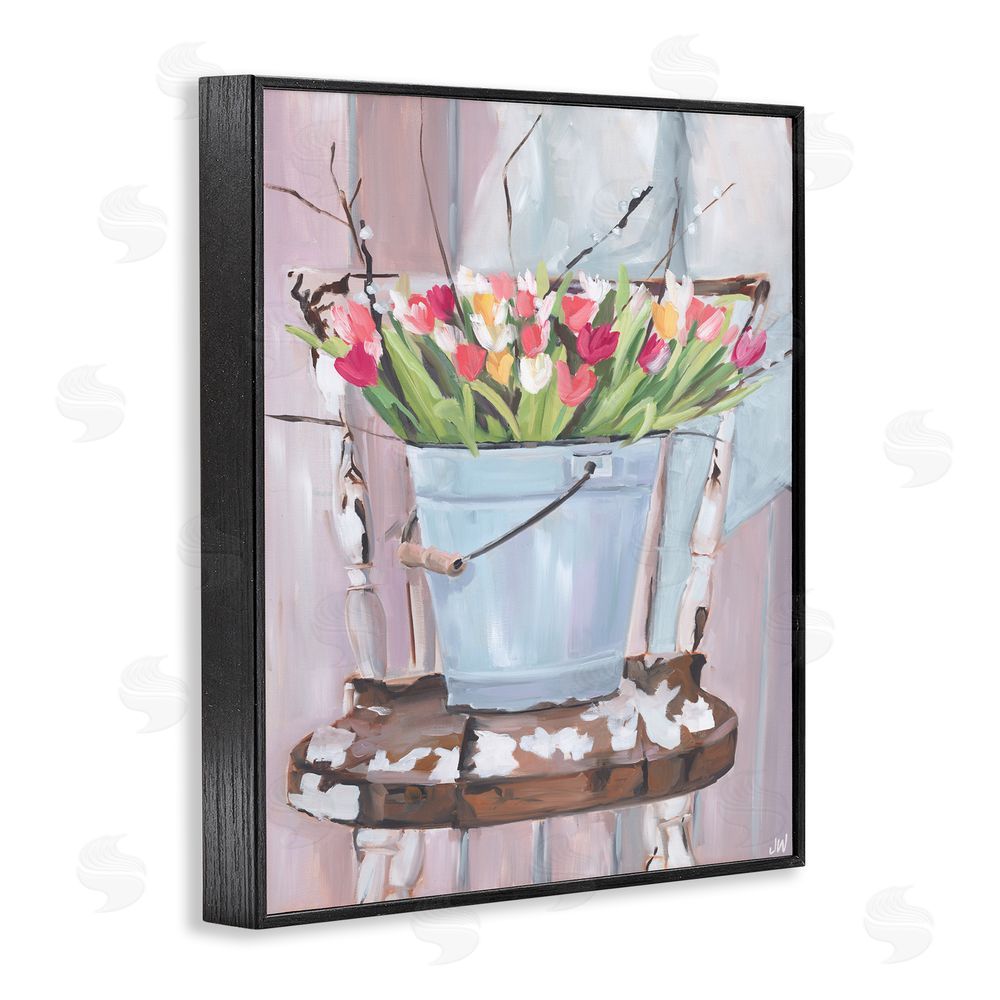 Jenny Westenhofer Tulip Bouquet Still Life Black Framed Giclee Wall Art Print