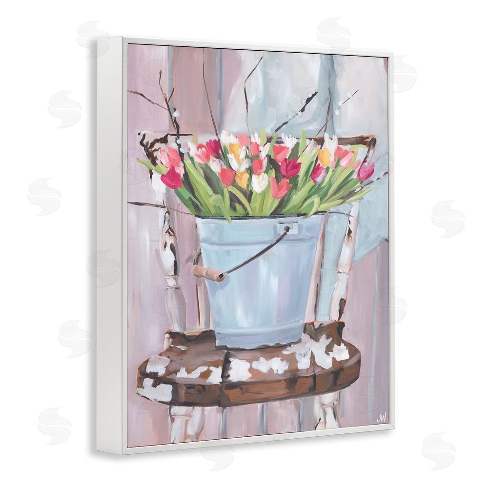 Jenny Westenhofer Tulip Bouquet Still Life White Framed Giclee Wall Art Print