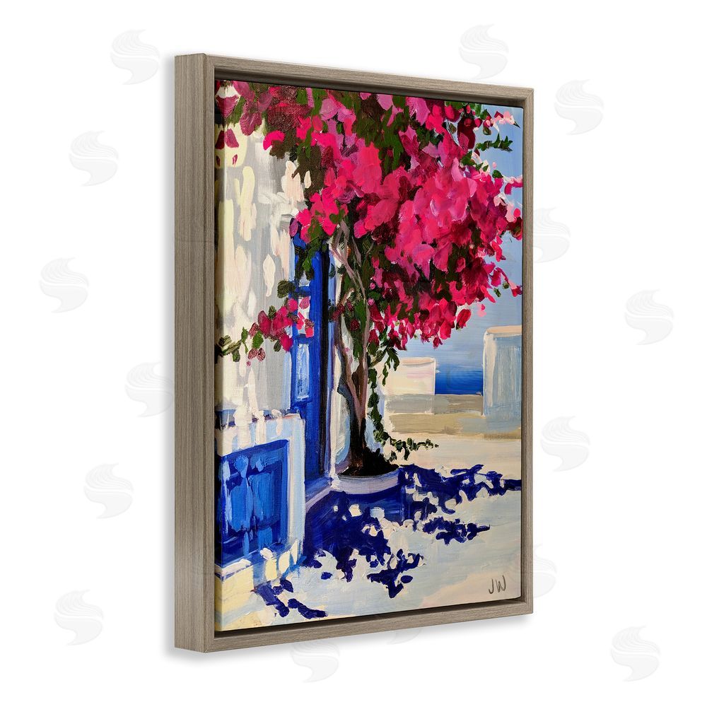 Jenny Westenhofer Abstract Tree in City Brown Floating Frame Canvas Wall Art Print