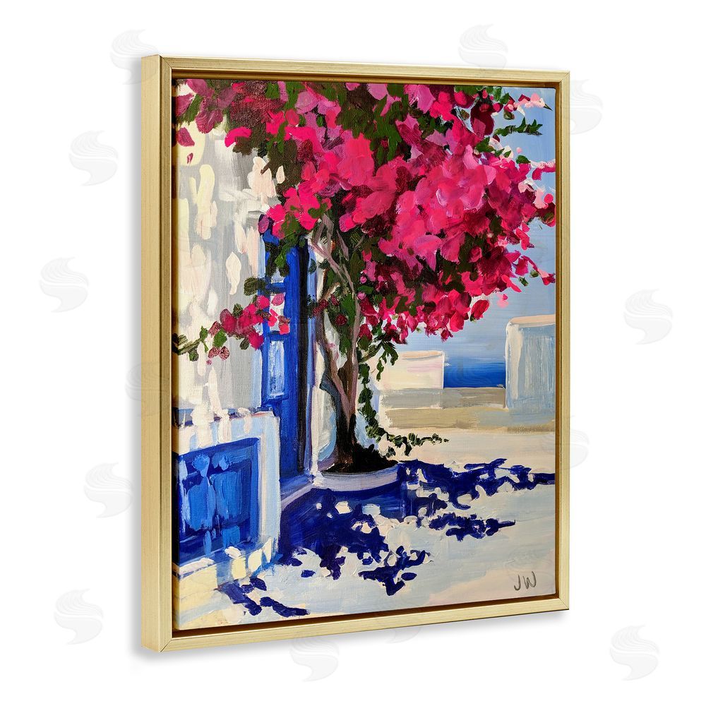 Jenny Westenhofer Abstract Tree in City Gold Floating Frame Canvas Wall Art Print