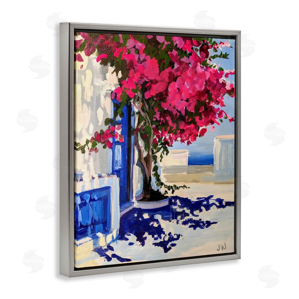 Jenny Westenhofer Abstract Tree in City Grey Floating Frame Canvas Wall Art Print