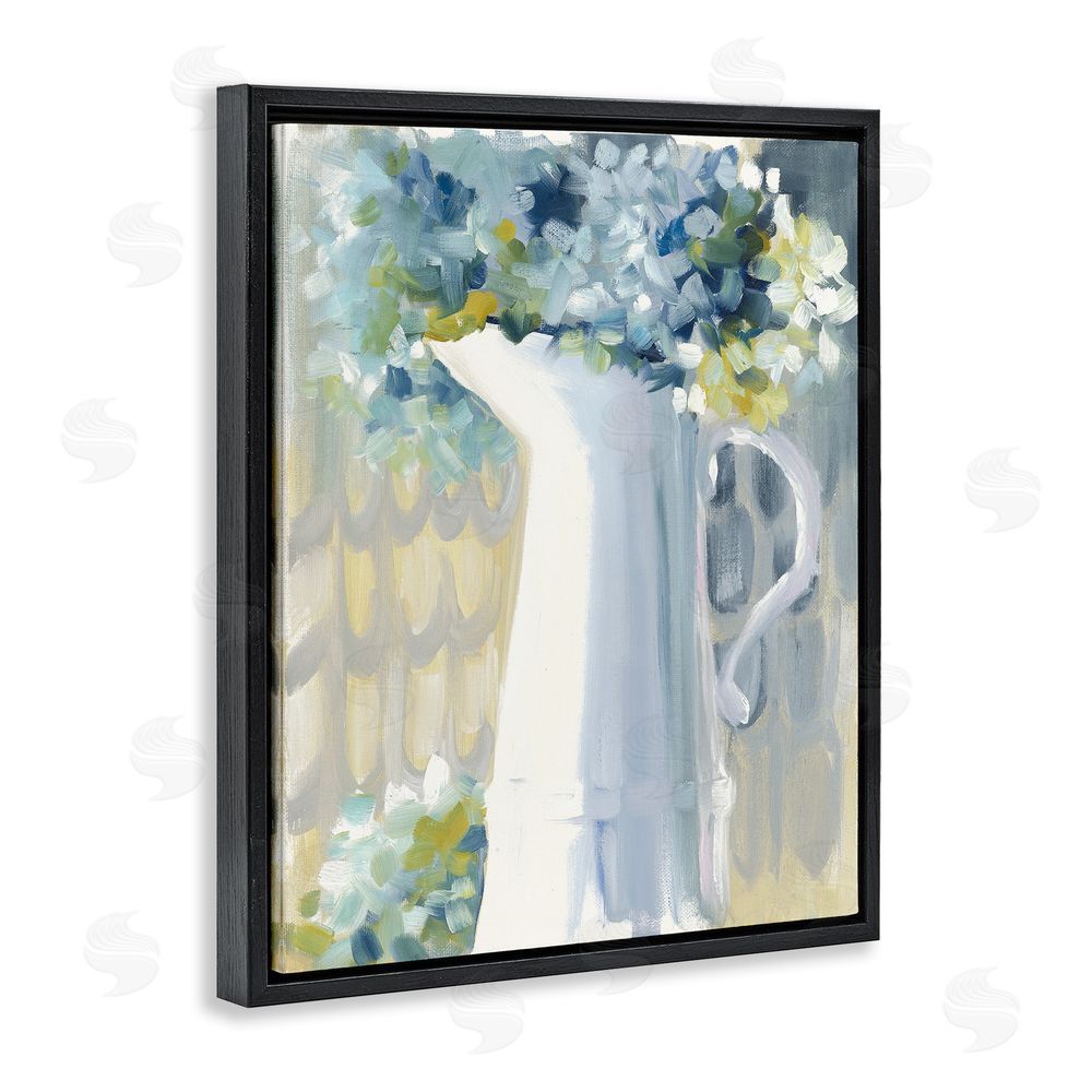 Jenny Westenhofer Abstract Hydrangeas in Jug Black Floating Frame Canvas Wall Art Print