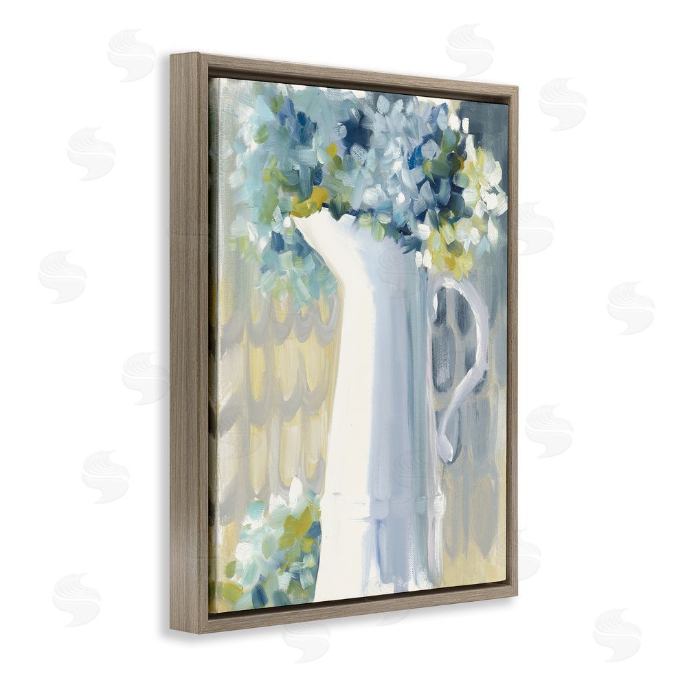 Jenny Westenhofer Abstract Hydrangeas in Jug Brown Floating Frame Canvas Wall Art Print
