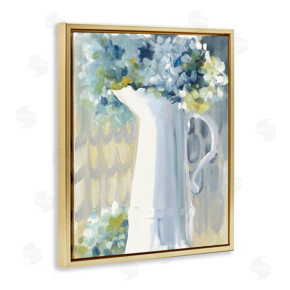 Jenny Westenhofer Abstract Hydrangeas in Jug Gold Floating Frame Canvas Wall Art Print