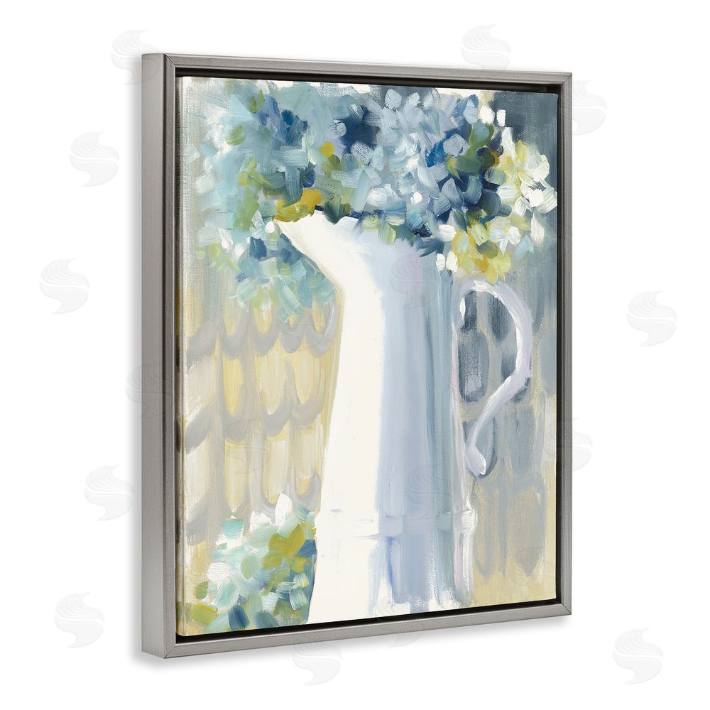 Jenny Westenhofer Abstract Hydrangeas in Jug Grey Floating Frame Canvas Wall Art Print